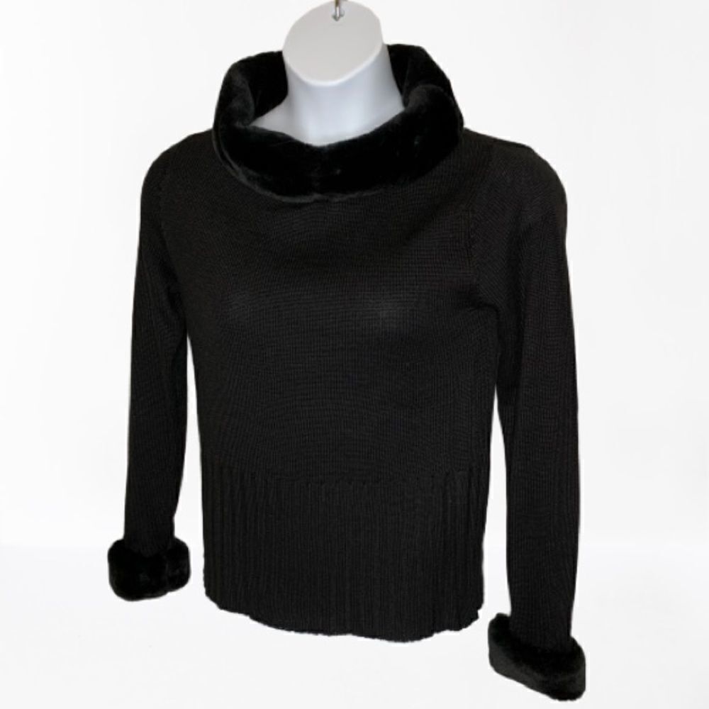 Nina Leonard Sweater w Faux Cowl Collar & Cuffs sM